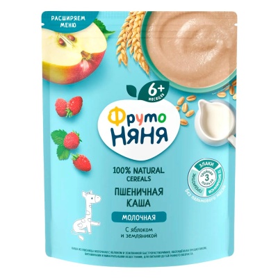 Каша молочная пшеничная яблоко земляника 200 г от 6 месяцев ФрутоНяня 93695 1